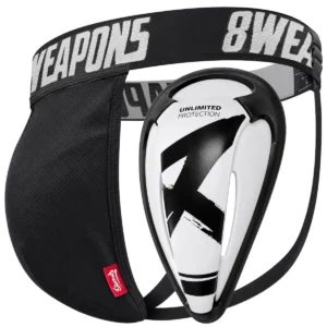 Bandažas 8 Weapons Unlimited su plačiu elastingu juosmens diržu ir apsauginiu kaušeliu.