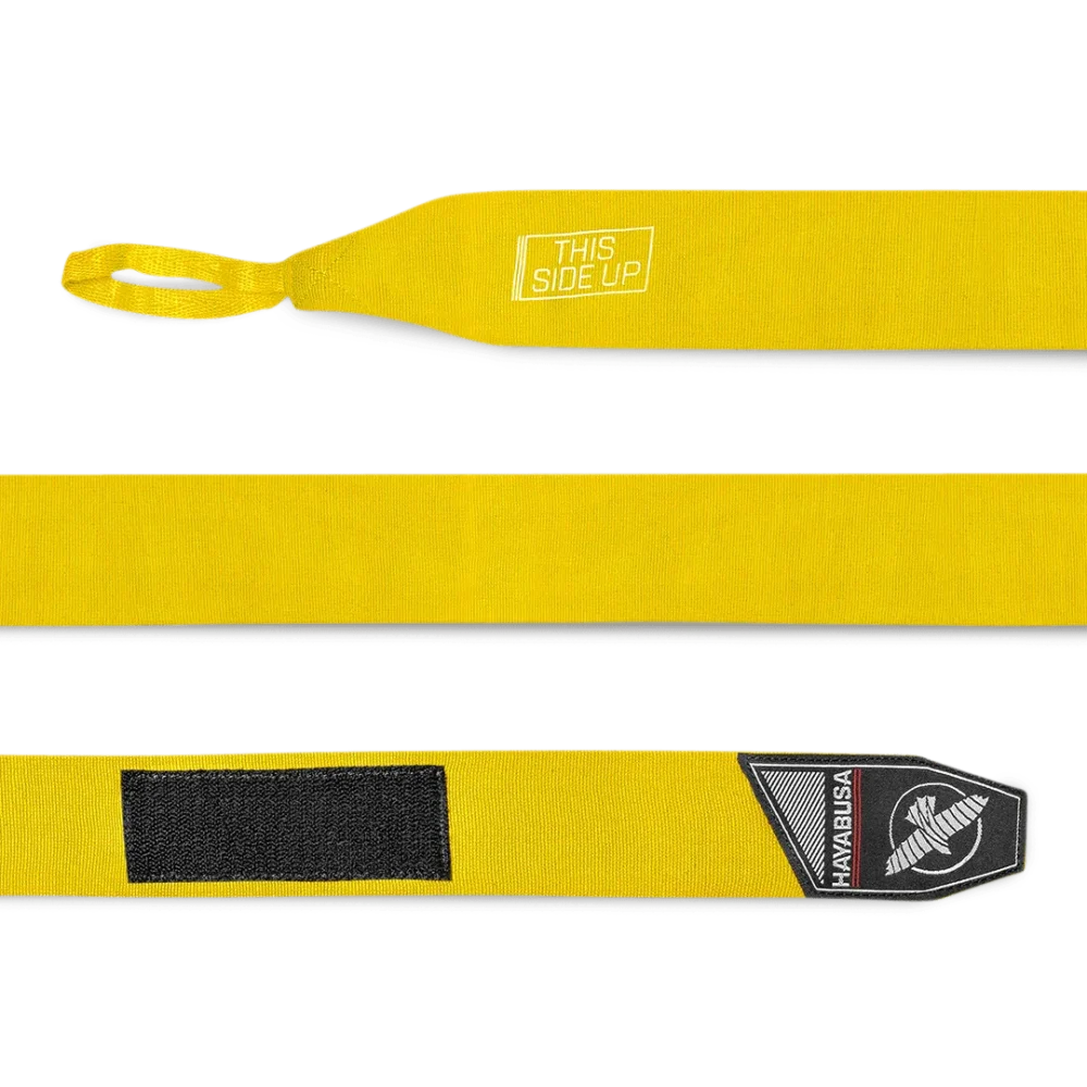 PerfectStretchHandwraps_Yellow_Detail_ Bokso bintai HAYABUSA Perfect stretch 4,5m. - geltona