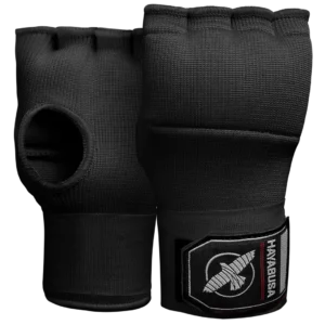 Pirstines-vietoj-bokso-bintu-Hayabusa-Quick-Wraps-priekis Gelinės pirštinės vietoj bokso bintų Hayabusa Quick Wraps su ilgais riešo raiščiais.